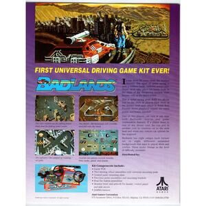 Badlands Video Arcade Game Flyer 1989 Vintage Retro Art 8.5" x 11 Original